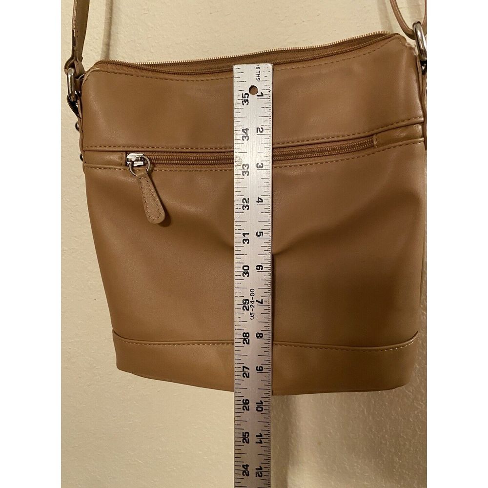 GIANI BERNINI Nappa Venice leather crossbody organizer Purse- Brown 10x10". - Picture 9 of 13